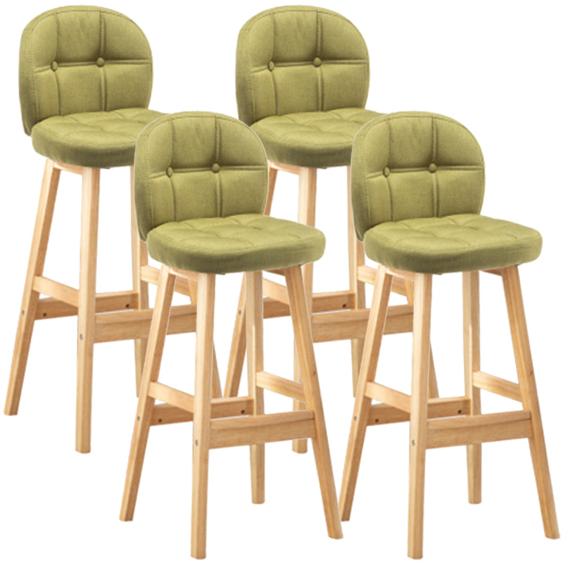 Modern Backrest Armless Counter Stool Wood Bar Stool with Pedal and Cushion Green Natural 4 Piece Set Clearhalo 'Bar Furniture' 'Bar Stools' 'bar_stools' 'furn' 'furn_bar_stools' 'furniture_bar_stools' 'Kitchen & Dining Furniture' 'kitchen&dining_furn' 'kitchen' 'kitchen_furn' Furniture' 4571397