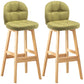 Modern Backrest Armless Counter Stool Wood Bar Stool with Pedal and Cushion Green Natural 2 Piece Set Clearhalo 'Bar Furniture' 'Bar Stools' 'bar_stools' 'furn' 'furn_bar_stools' 'furniture_bar_stools' 'Kitchen & Dining Furniture' 'kitchen&dining_furn' 'kitchen' 'kitchen_furn' Furniture' 4571399
