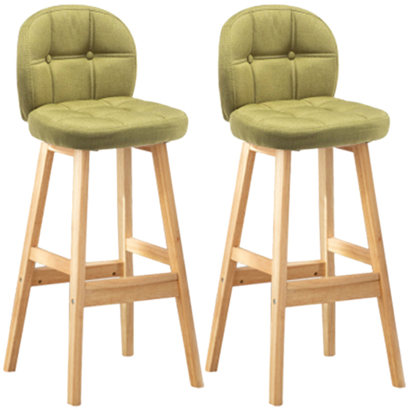 Modern Backrest Armless Counter Stool Wood Bar Stool with Pedal and Cushion Green Natural 2 Piece Set Clearhalo 'Bar Furniture' 'Bar Stools' 'bar_stools' 'furn' 'furn_bar_stools' 'furniture_bar_stools' 'Kitchen & Dining Furniture' 'kitchen&dining_furn' 'kitchen' 'kitchen_furn' Furniture' 4571399
