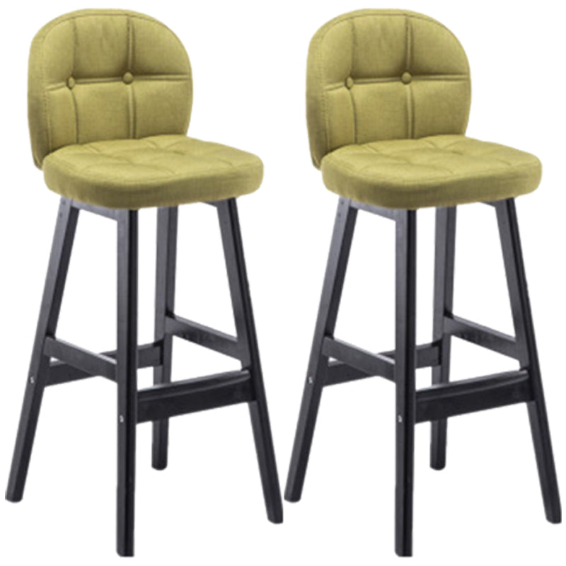 Modern Backrest Armless Counter Stool Wood Bar Stool with Pedal and Cushion Green Black 2 Piece Set Clearhalo 'Bar Furniture' 'Bar Stools' 'bar_stools' 'furn' 'furn_bar_stools' 'furniture_bar_stools' 'Kitchen & Dining Furniture' 'kitchen&dining_furn' 'kitchen' 'kitchen_furn' Furniture' 4571402