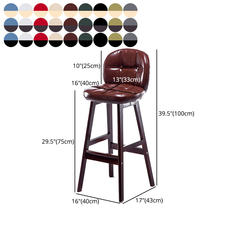 Modern Backrest Armless Counter Stool Wood Bar Stool with Pedal and Cushion Clearhalo 'Bar Furniture' 'Bar Stools' 'bar_stools' 'furn' 'furn_bar_stools' 'furniture_bar_stools' 'Kitchen & Dining Furniture' 'kitchen&dining_furn' 'kitchen' 'kitchen_furn' Furniture' 4571403