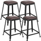 Contemporary Metal Solid Wood Barstool Indoor Bar Stool with Backless 4 Piece Set Upholstered Short Stool(18"H) Clearhalo 'Bar Furniture' 'Bar Stools' 'bar_stools' 'furn' 'furn_bar_stools' 'furniture_bar_stools' 'Kitchen & Dining Furniture' 'kitchen&dining_furn' 'kitchen' 'kitchen_furn' Furniture' 4571405