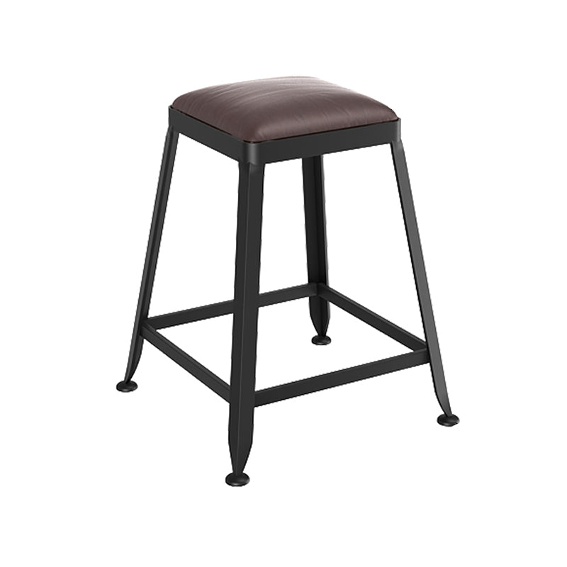Contemporary Metal Solid Wood Barstool Indoor Bar Stool with Backless 1 Piece Upholstered Short Stool(18"H) Clearhalo 'Bar Furniture' 'Bar Stools' 'bar_stools' 'furn' 'furn_bar_stools' 'furniture_bar_stools' 'Kitchen & Dining Furniture' 'kitchen&dining_furn' 'kitchen' 'kitchen_furn' Furniture' 4571407