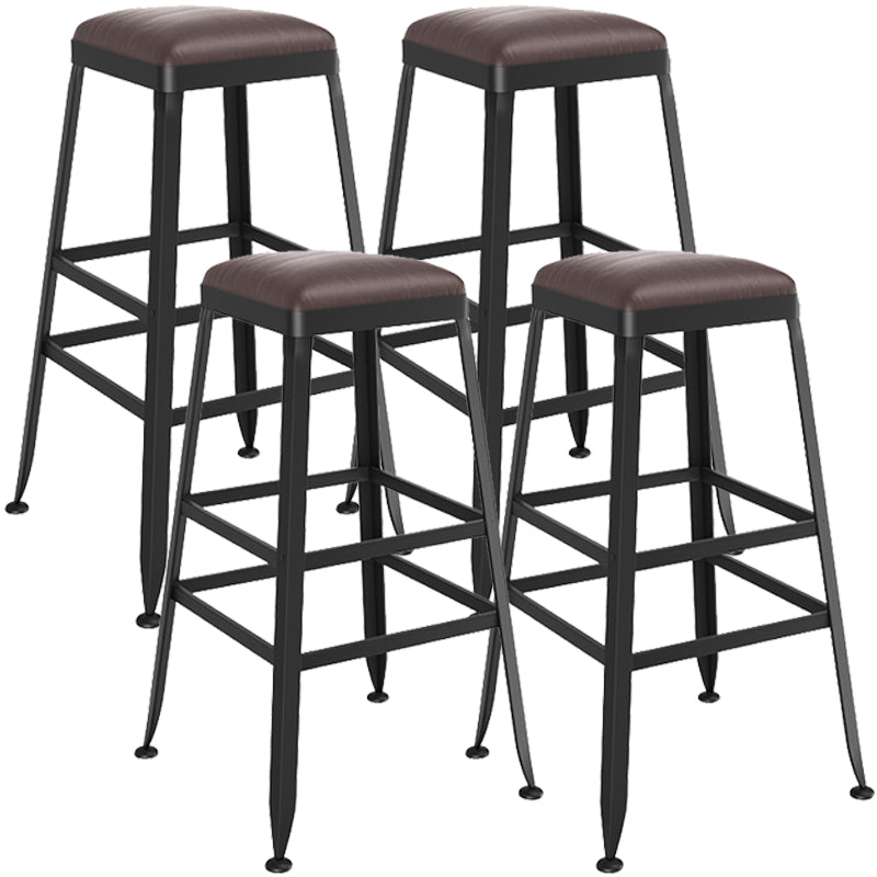 Contemporary Metal Solid Wood Barstool Indoor Bar Stool with Backless 4 Piece Set Upholstered Counter Stool(26"H) Clearhalo 'Bar Furniture' 'Bar Stools' 'bar_stools' 'furn' 'furn_bar_stools' 'furniture_bar_stools' 'Kitchen & Dining Furniture' 'kitchen&dining_furn' 'kitchen' 'kitchen_furn' Furniture' 4571410