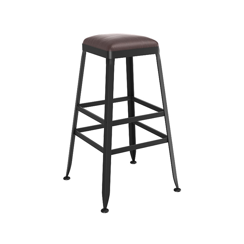Contemporary Metal Solid Wood Barstool Indoor Bar Stool with Backless 1 Piece Upholstered Counter Stool(26"H) Clearhalo 'Bar Furniture' 'Bar Stools' 'bar_stools' 'furn' 'furn_bar_stools' 'furniture_bar_stools' 'Kitchen & Dining Furniture' 'kitchen&dining_furn' 'kitchen' 'kitchen_furn' Furniture' 4571413