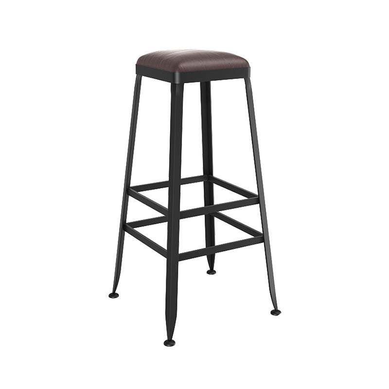 Contemporary Metal Solid Wood Barstool Indoor Bar Stool with Backless 1 Piece Upholstered Bar Stool(30"H) Clearhalo 'Bar Furniture' 'Bar Stools' 'bar_stools' 'furn' 'furn_bar_stools' 'furniture_bar_stools' 'Kitchen & Dining Furniture' 'kitchen&dining_furn' 'kitchen' 'kitchen_furn' Furniture' 4571419