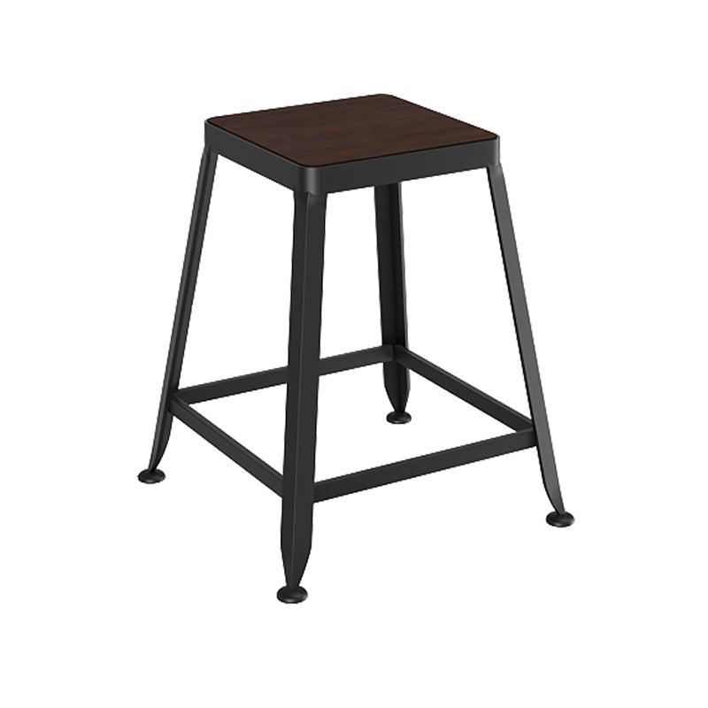 Contemporary Metal Solid Wood Barstool Indoor Bar Stool with Backless 1 Piece Non-Upholstered Short Stool(18"H) Clearhalo 'Bar Furniture' 'Bar Stools' 'bar_stools' 'furn' 'furn_bar_stools' 'furniture_bar_stools' 'Kitchen & Dining Furniture' 'kitchen&dining_furn' 'kitchen' 'kitchen_furn' Furniture' 4571430
