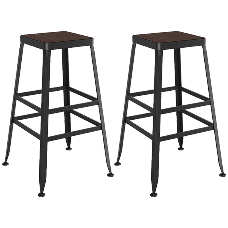 Contemporary Metal Solid Wood Barstool Indoor Bar Stool with Backless 2 Piece Set Non-Upholstered Counter Stool(26"H) Clearhalo 'Bar Furniture' 'Bar Stools' 'bar_stools' 'furn' 'furn_bar_stools' 'furniture_bar_stools' 'Kitchen & Dining Furniture' 'kitchen&dining_furn' 'kitchen' 'kitchen_furn' Furniture' 4571436