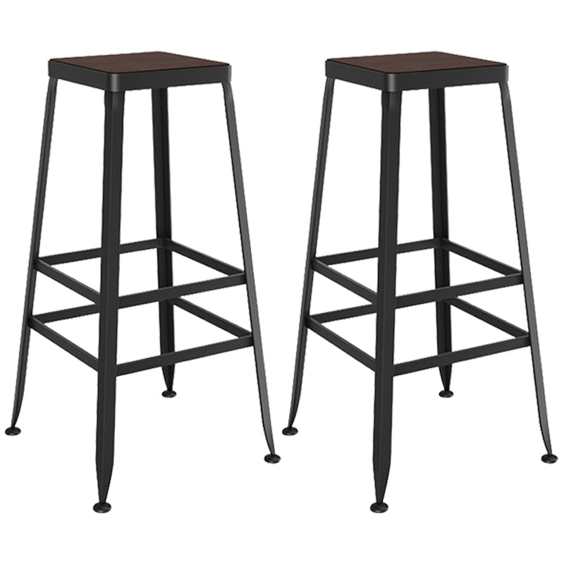 Contemporary Metal Solid Wood Barstool Indoor Bar Stool with Backless 2 Piece Set Non-Upholstered Bar Stool(31"H) Clearhalo 'Bar Furniture' 'Bar Stools' 'bar_stools' 'furn' 'furn_bar_stools' 'furniture_bar_stools' 'Kitchen & Dining Furniture' 'kitchen&dining_furn' 'kitchen' 'kitchen_furn' Furniture' 4571442