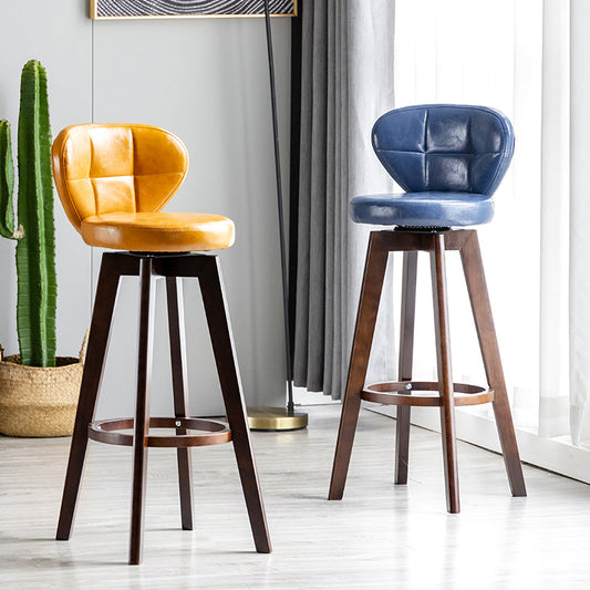 Scandinavia Style Bar-stool with Swivel Wooden Legs Round Seat for Kitchen Bar Clearhalo 'Bar Furniture' 'Bar Stools' 'bar_stools' 'furn' 'furn_bar_stools' 'furniture_bar_stools' 'Kitchen & Dining Furniture' 'kitchen&dining_furn' 'kitchen' 'kitchen_furn' Furniture' 4571469