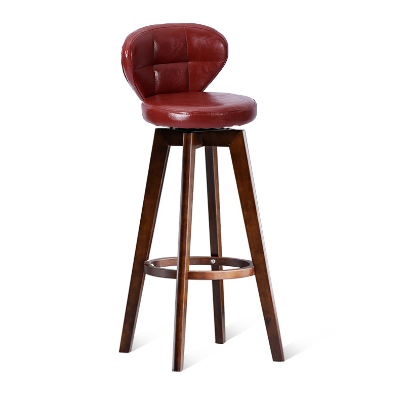Scandinavia Style Bar-stool with Swivel Wooden Legs Round Seat for Kitchen Bar Red 1 Piece Clearhalo 'Bar Furniture' 'Bar Stools' 'bar_stools' 'furn' 'furn_bar_stools' 'furniture_bar_stools' 'Kitchen & Dining Furniture' 'kitchen&dining_furn' 'kitchen' 'kitchen_furn' Furniture' 4571480