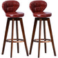 Scandinavia Style Bar-stool with Swivel Wooden Legs Round Seat for Kitchen Bar Red 2 Piece Set Clearhalo 'Bar Furniture' 'Bar Stools' 'bar_stools' 'furn' 'furn_bar_stools' 'furniture_bar_stools' 'Kitchen & Dining Furniture' 'kitchen&dining_furn' 'kitchen' 'kitchen_furn' Furniture' 4571481