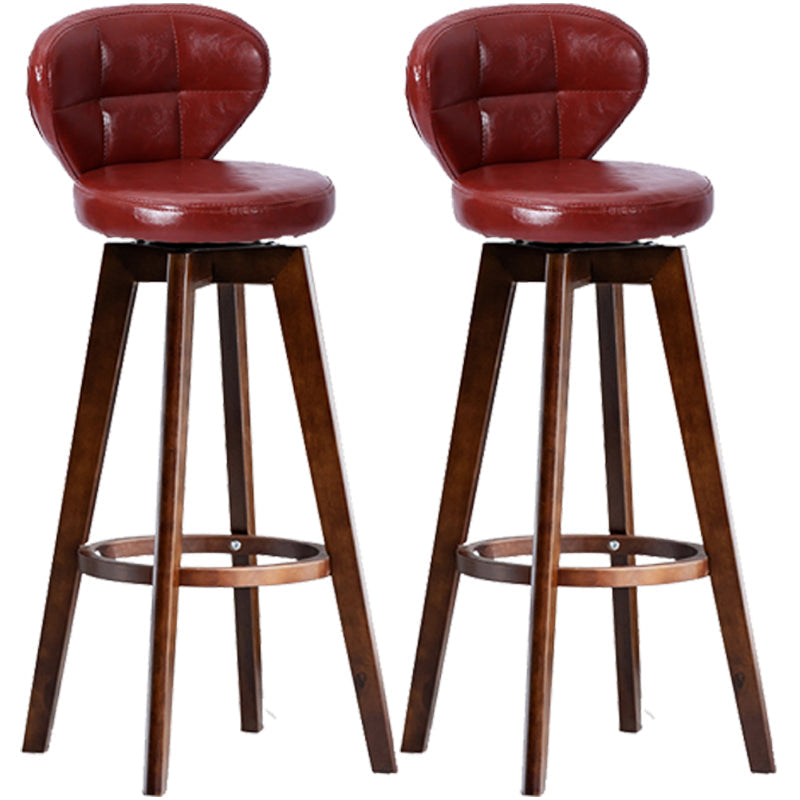 Scandinavia Style Bar-stool with Swivel Wooden Legs Round Seat for Kitchen Bar Red 2 Piece Set Clearhalo 'Bar Furniture' 'Bar Stools' 'bar_stools' 'furn' 'furn_bar_stools' 'furniture_bar_stools' 'Kitchen & Dining Furniture' 'kitchen&dining_furn' 'kitchen' 'kitchen_furn' Furniture' 4571481