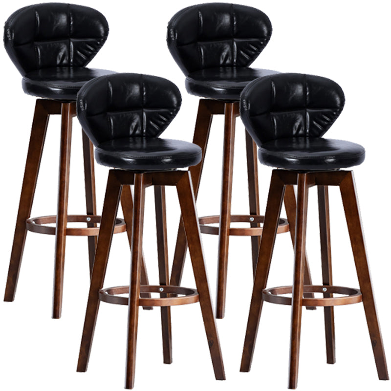 Scandinavia Style Bar-stool with Swivel Wooden Legs Round Seat for Kitchen Bar Black 4 Piece Set Clearhalo 'Bar Furniture' 'Bar Stools' 'bar_stools' 'furn' 'furn_bar_stools' 'furniture_bar_stools' 'Kitchen & Dining Furniture' 'kitchen&dining_furn' 'kitchen' 'kitchen_furn' Furniture' 4571482