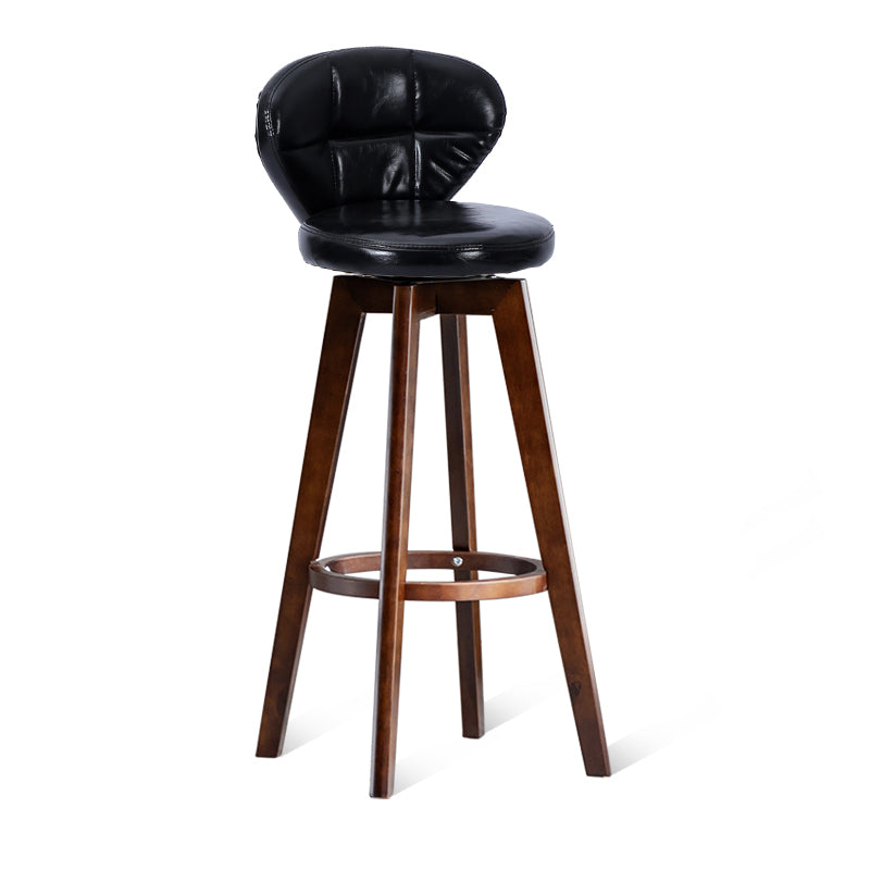 Scandinavia Style Bar-stool with Swivel Wooden Legs Round Seat for Kitchen Bar Black 1 Piece Clearhalo 'Bar Furniture' 'Bar Stools' 'bar_stools' 'furn' 'furn_bar_stools' 'furniture_bar_stools' 'Kitchen & Dining Furniture' 'kitchen&dining_furn' 'kitchen' 'kitchen_furn' Furniture' 4571483