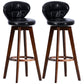 Scandinavia Style Bar-stool with Swivel Wooden Legs Round Seat for Kitchen Bar Black 2 Piece Set Clearhalo 'Bar Furniture' 'Bar Stools' 'bar_stools' 'furn' 'furn_bar_stools' 'furniture_bar_stools' 'Kitchen & Dining Furniture' 'kitchen&dining_furn' 'kitchen' 'kitchen_furn' Furniture' 4571484