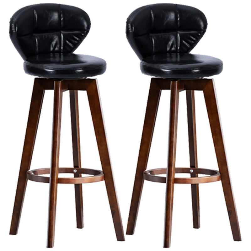 Scandinavia Style Bar-stool with Swivel Wooden Legs Round Seat for Kitchen Bar Black 2 Piece Set Clearhalo 'Bar Furniture' 'Bar Stools' 'bar_stools' 'furn' 'furn_bar_stools' 'furniture_bar_stools' 'Kitchen & Dining Furniture' 'kitchen&dining_furn' 'kitchen' 'kitchen_furn' Furniture' 4571484