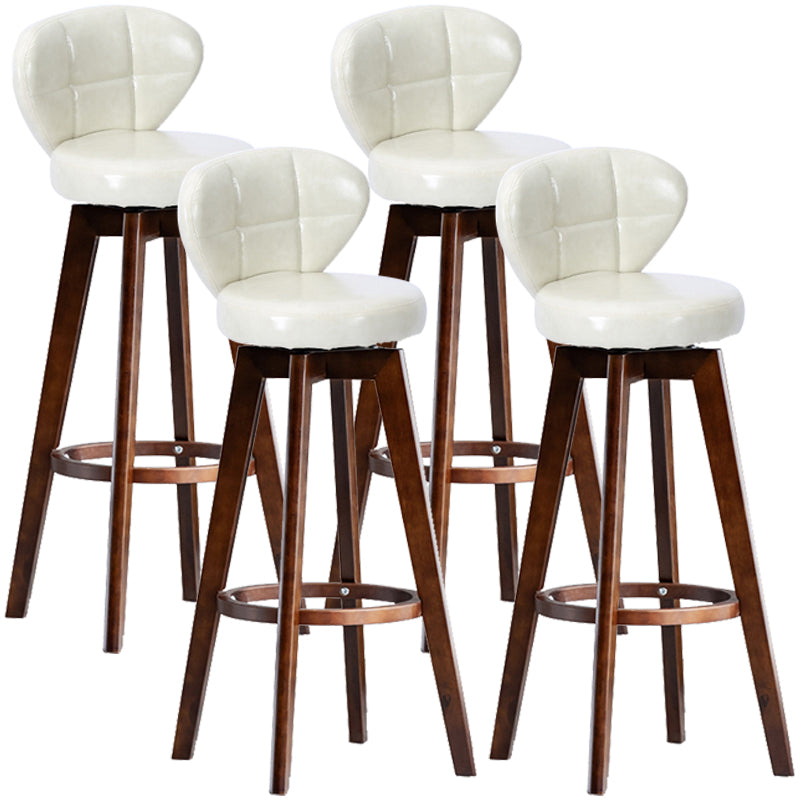 Scandinavia Style Bar-stool with Swivel Wooden Legs Round Seat for Kitchen Bar Off-White 4 Piece Set Clearhalo 'Bar Furniture' 'Bar Stools' 'bar_stools' 'furn' 'furn_bar_stools' 'furniture_bar_stools' 'Kitchen & Dining Furniture' 'kitchen&dining_furn' 'kitchen' 'kitchen_furn' Furniture' 4571485