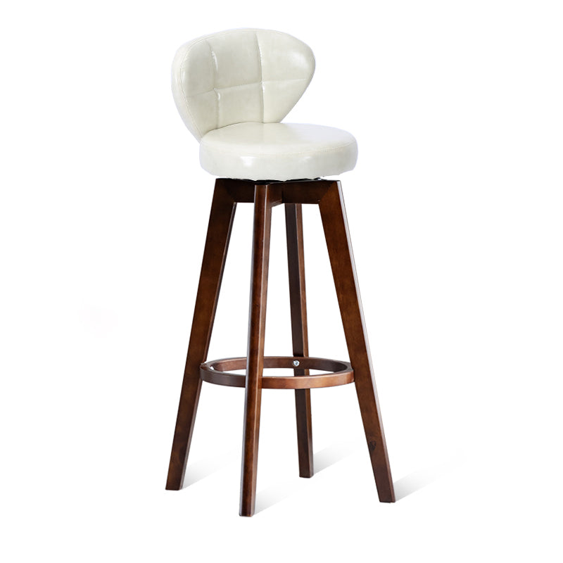 Scandinavia Style Bar-stool with Swivel Wooden Legs Round Seat for Kitchen Bar Off-White 1 Piece Clearhalo 'Bar Furniture' 'Bar Stools' 'bar_stools' 'furn' 'furn_bar_stools' 'furniture_bar_stools' 'Kitchen & Dining Furniture' 'kitchen&dining_furn' 'kitchen' 'kitchen_furn' Furniture' 4571486