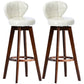 Scandinavia Style Bar-stool with Swivel Wooden Legs Round Seat for Kitchen Bar Off-White 2 Piece Set Clearhalo 'Bar Furniture' 'Bar Stools' 'bar_stools' 'furn' 'furn_bar_stools' 'furniture_bar_stools' 'Kitchen & Dining Furniture' 'kitchen&dining_furn' 'kitchen' 'kitchen_furn' Furniture' 4571487