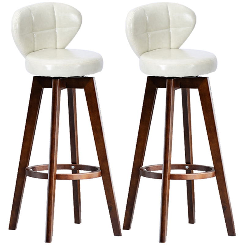 Scandinavia Style Bar-stool with Swivel Wooden Legs Round Seat for Kitchen Bar Off-White 2 Piece Set Clearhalo 'Bar Furniture' 'Bar Stools' 'bar_stools' 'furn' 'furn_bar_stools' 'furniture_bar_stools' 'Kitchen & Dining Furniture' 'kitchen&dining_furn' 'kitchen' 'kitchen_furn' Furniture' 4571487