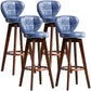 Scandinavia Style Bar-stool with Swivel Wooden Legs Round Seat for Kitchen Bar Dark Blue 4 Piece Set Clearhalo 'Bar Furniture' 'Bar Stools' 'bar_stools' 'furn' 'furn_bar_stools' 'furniture_bar_stools' 'Kitchen & Dining Furniture' 'kitchen&dining_furn' 'kitchen' 'kitchen_furn' Furniture' 4571491