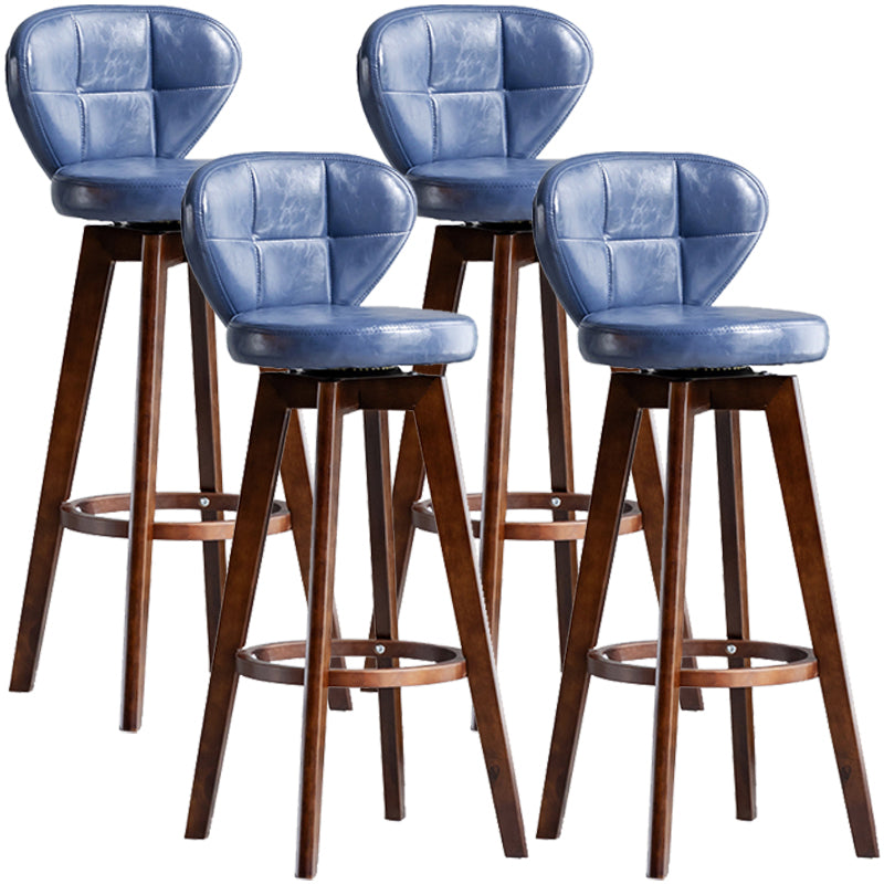 Scandinavia Style Bar-stool with Swivel Wooden Legs Round Seat for Kitchen Bar Dark Blue 4 Piece Set Clearhalo 'Bar Furniture' 'Bar Stools' 'bar_stools' 'furn' 'furn_bar_stools' 'furniture_bar_stools' 'Kitchen & Dining Furniture' 'kitchen&dining_furn' 'kitchen' 'kitchen_furn' Furniture' 4571491