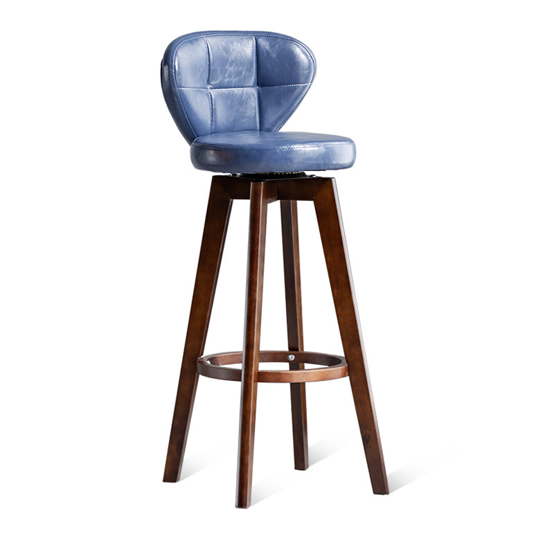 Scandinavia Style Bar-stool with Swivel Wooden Legs Round Seat for Kitchen Bar Dark Blue 1 Piece Clearhalo 'Bar Furniture' 'Bar Stools' 'bar_stools' 'furn' 'furn_bar_stools' 'furniture_bar_stools' 'Kitchen & Dining Furniture' 'kitchen&dining_furn' 'kitchen' 'kitchen_furn' Furniture' 4571492