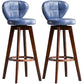 Scandinavia Style Bar-stool with Swivel Wooden Legs Round Seat for Kitchen Bar Dark Blue 2 Piece Set Clearhalo 'Bar Furniture' 'Bar Stools' 'bar_stools' 'furn' 'furn_bar_stools' 'furniture_bar_stools' 'Kitchen & Dining Furniture' 'kitchen&dining_furn' 'kitchen' 'kitchen_furn' Furniture' 4571493