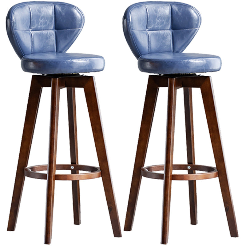 Scandinavia Style Bar-stool with Swivel Wooden Legs Round Seat for Kitchen Bar Dark Blue 2 Piece Set Clearhalo 'Bar Furniture' 'Bar Stools' 'bar_stools' 'furn' 'furn_bar_stools' 'furniture_bar_stools' 'Kitchen & Dining Furniture' 'kitchen&dining_furn' 'kitchen' 'kitchen_furn' Furniture' 4571493