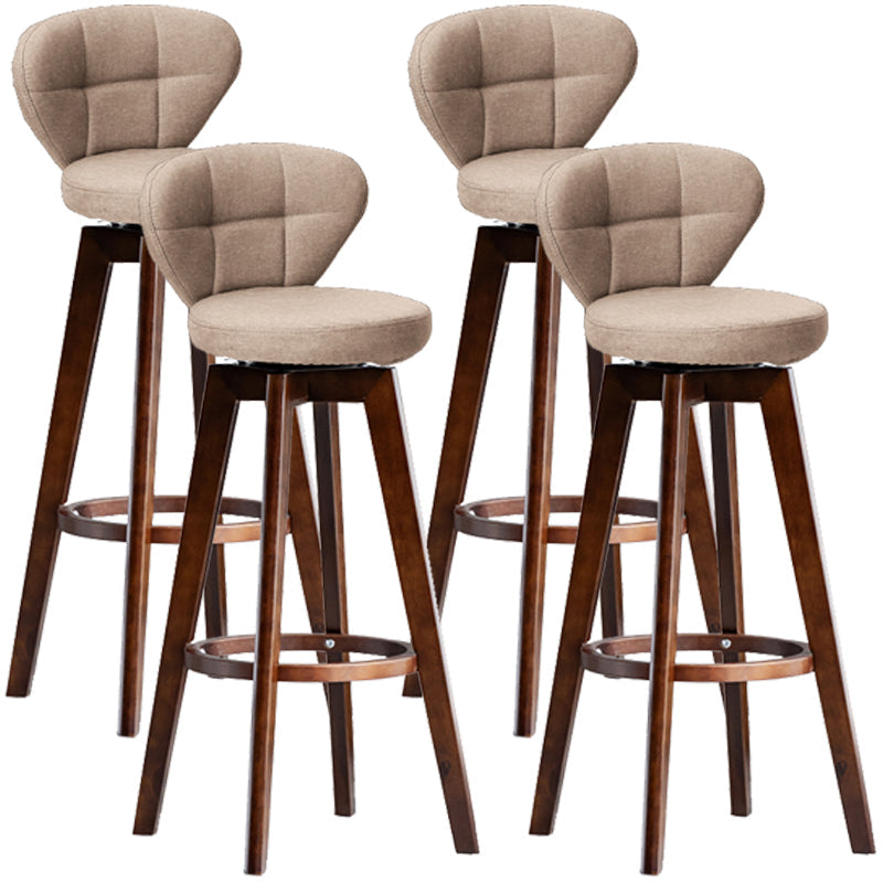Scandinavia Style Bar-stool with Swivel Wooden Legs Round Seat for Kitchen Bar Khaki 4 Piece Set Clearhalo 'Bar Furniture' 'Bar Stools' 'bar_stools' 'furn' 'furn_bar_stools' 'furniture_bar_stools' 'Kitchen & Dining Furniture' 'kitchen&dining_furn' 'kitchen' 'kitchen_furn' Furniture' 4571500