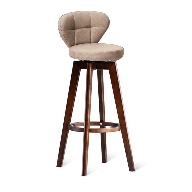 Scandinavia Style Bar-stool with Swivel Wooden Legs Round Seat for Kitchen Bar Khaki 1 Piece Clearhalo 'Bar Furniture' 'Bar Stools' 'bar_stools' 'furn' 'furn_bar_stools' 'furniture_bar_stools' 'Kitchen & Dining Furniture' 'kitchen&dining_furn' 'kitchen' 'kitchen_furn' Furniture' 4571501