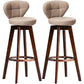 Scandinavia Style Bar-stool with Swivel Wooden Legs Round Seat for Kitchen Bar Khaki 2 Piece Set Clearhalo 'Bar Furniture' 'Bar Stools' 'bar_stools' 'furn' 'furn_bar_stools' 'furniture_bar_stools' 'Kitchen & Dining Furniture' 'kitchen&dining_furn' 'kitchen' 'kitchen_furn' Furniture' 4571502