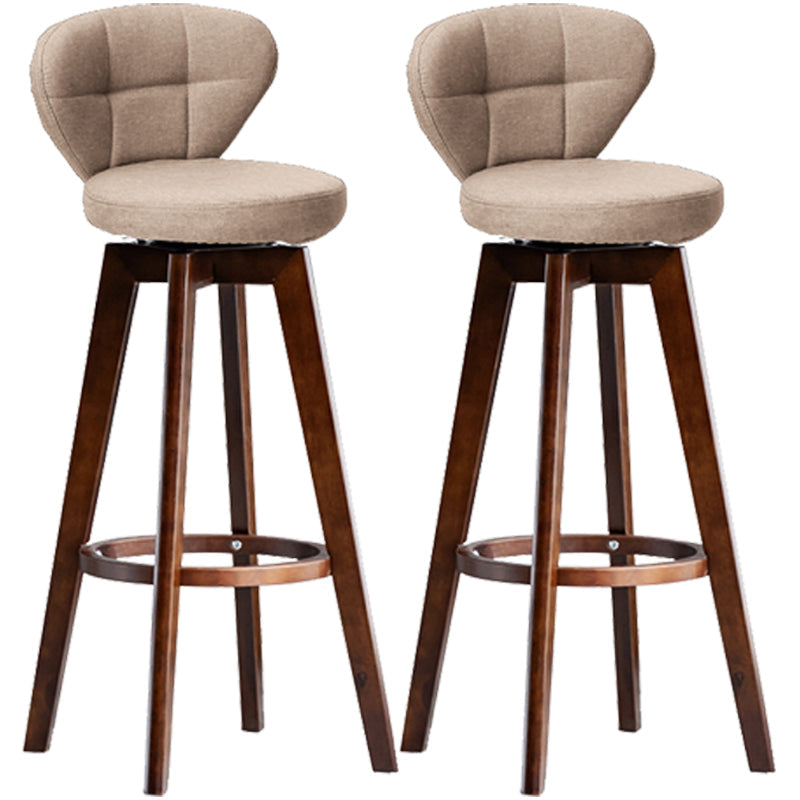 Scandinavia Style Bar-stool with Swivel Wooden Legs Round Seat for Kitchen Bar Khaki 2 Piece Set Clearhalo 'Bar Furniture' 'Bar Stools' 'bar_stools' 'furn' 'furn_bar_stools' 'furniture_bar_stools' 'Kitchen & Dining Furniture' 'kitchen&dining_furn' 'kitchen' 'kitchen_furn' Furniture' 4571502