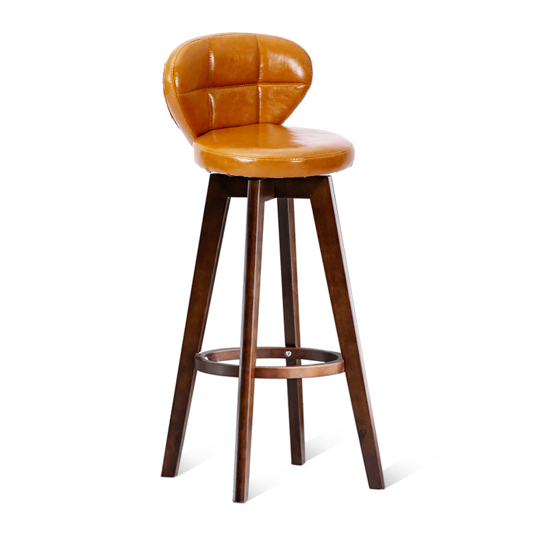 Scandinavia Style Bar-stool with Swivel Wooden Legs Round Seat for Kitchen Bar Orange 1 Piece Clearhalo 'Bar Furniture' 'Bar Stools' 'bar_stools' 'furn' 'furn_bar_stools' 'furniture_bar_stools' 'Kitchen & Dining Furniture' 'kitchen&dining_furn' 'kitchen' 'kitchen_furn' Furniture' 4571504