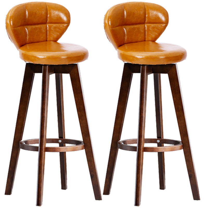 Scandinavia Style Bar-stool with Swivel Wooden Legs Round Seat for Kitchen Bar Orange 2 Piece Set Clearhalo 'Bar Furniture' 'Bar Stools' 'bar_stools' 'furn' 'furn_bar_stools' 'furniture_bar_stools' 'Kitchen & Dining Furniture' 'kitchen&dining_furn' 'kitchen' 'kitchen_furn' Furniture' 4571505