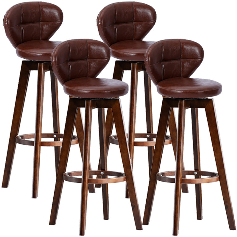 Scandinavia Style Bar-stool with Swivel Wooden Legs Round Seat for Kitchen Bar Brown 4 Piece Set Clearhalo 'Bar Furniture' 'Bar Stools' 'bar_stools' 'furn' 'furn_bar_stools' 'furniture_bar_stools' 'Kitchen & Dining Furniture' 'kitchen&dining_furn' 'kitchen' 'kitchen_furn' Furniture' 4571509