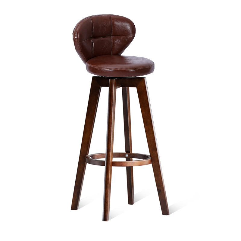 Scandinavia Style Bar-stool with Swivel Wooden Legs Round Seat for Kitchen Bar Brown 1 Piece Clearhalo 'Bar Furniture' 'Bar Stools' 'bar_stools' 'furn' 'furn_bar_stools' 'furniture_bar_stools' 'Kitchen & Dining Furniture' 'kitchen&dining_furn' 'kitchen' 'kitchen_furn' Furniture' 4571510