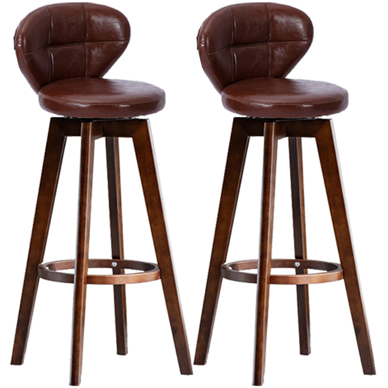 Scandinavia Style Bar-stool with Swivel Wooden Legs Round Seat for Kitchen Bar Brown 2 Piece Set Clearhalo 'Bar Furniture' 'Bar Stools' 'bar_stools' 'furn' 'furn_bar_stools' 'furniture_bar_stools' 'Kitchen & Dining Furniture' 'kitchen&dining_furn' 'kitchen' 'kitchen_furn' Furniture' 4571511