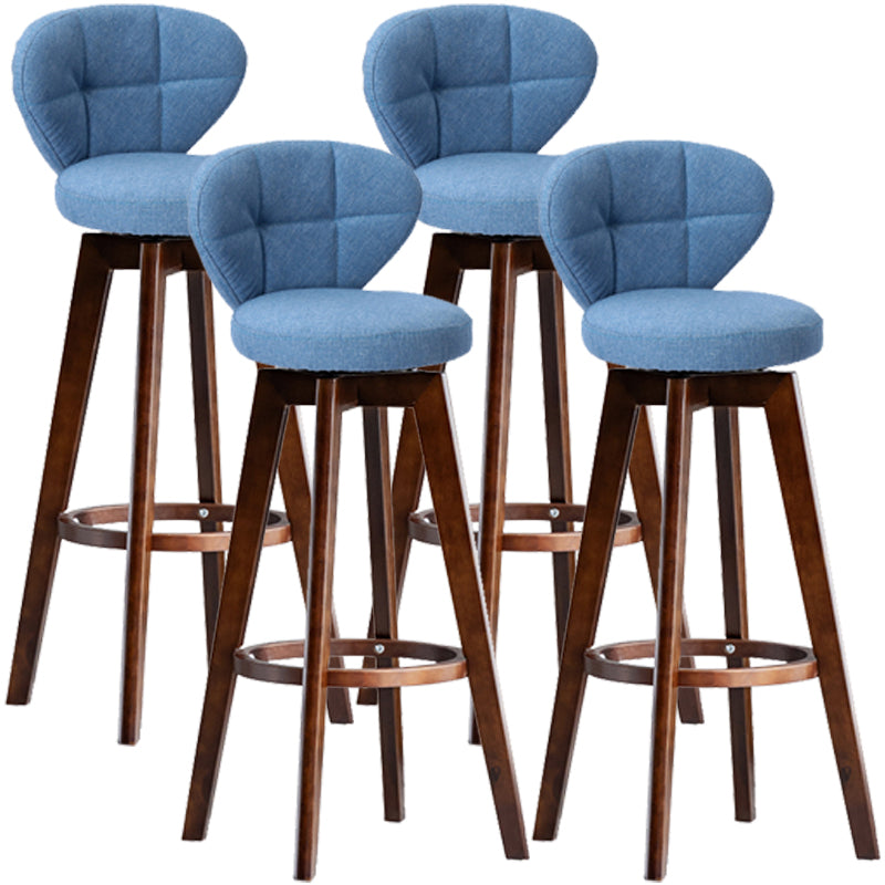 Scandinavia Style Bar-stool with Swivel Wooden Legs Round Seat for Kitchen Bar Blue 4 Piece Set Clearhalo 'Bar Furniture' 'Bar Stools' 'bar_stools' 'furn' 'furn_bar_stools' 'furniture_bar_stools' 'Kitchen & Dining Furniture' 'kitchen&dining_furn' 'kitchen' 'kitchen_furn' Furniture' 4571512