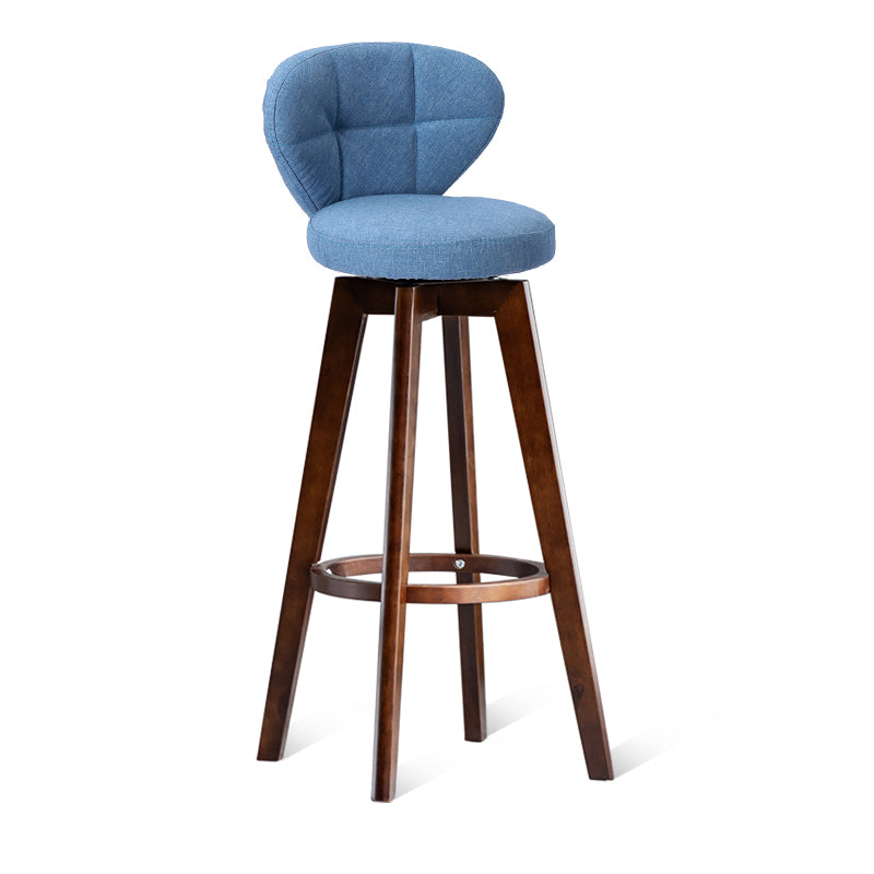 Scandinavia Style Bar-stool with Swivel Wooden Legs Round Seat for Kitchen Bar Blue 1 Piece Clearhalo 'Bar Furniture' 'Bar Stools' 'bar_stools' 'furn' 'furn_bar_stools' 'furniture_bar_stools' 'Kitchen & Dining Furniture' 'kitchen&dining_furn' 'kitchen' 'kitchen_furn' Furniture' 4571513