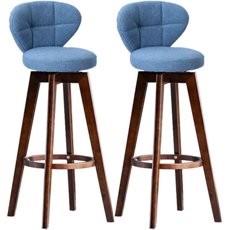 Scandinavia Style Bar-stool with Swivel Wooden Legs Round Seat for Kitchen Bar Blue 2 Piece Set Clearhalo 'Bar Furniture' 'Bar Stools' 'bar_stools' 'furn' 'furn_bar_stools' 'furniture_bar_stools' 'Kitchen & Dining Furniture' 'kitchen&dining_furn' 'kitchen' 'kitchen_furn' Furniture' 4571514