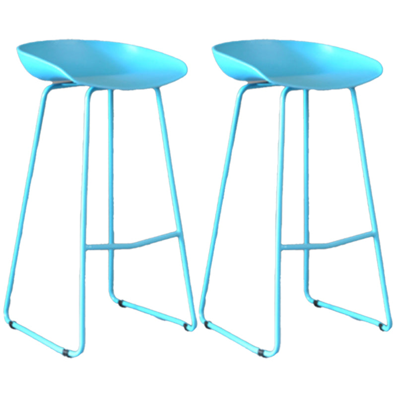 Modern Armless Backrest Counter Stool Iron Bar Stool with Plastic Seat Sky Blue 2 Piece Set Clearhalo 'Bar Furniture' 'Bar Stools' 'bar_stools' 'furn' 'furn_bar_stools' 'furniture_bar_stools' 'Kitchen & Dining Furniture' 'kitchen&dining_furn' 'kitchen' 'kitchen_furn' Furniture' 4571544