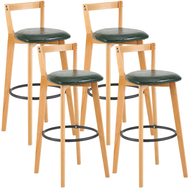 Industrial Style Bar-stool Round Seat with Low Back Wooden Legs for Kitchen Bar Blackish Green 4 Piece Set Clearhalo 'Bar Furniture' 'Bar Stools' 'bar_stools' 'furn' 'furn_bar_stools' 'furniture_bar_stools' 'Kitchen & Dining Furniture' 'kitchen&dining_furn' 'kitchen' 'kitchen_furn' Furniture' 4571549