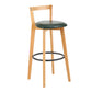 Industrial Style Bar-stool Round Seat with Low Back Wooden Legs for Kitchen Bar Blackish Green 1 Piece Clearhalo 'Bar Furniture' 'Bar Stools' 'bar_stools' 'furn' 'furn_bar_stools' 'furniture_bar_stools' 'Kitchen & Dining Furniture' 'kitchen&dining_furn' 'kitchen' 'kitchen_furn' Furniture' 4571550