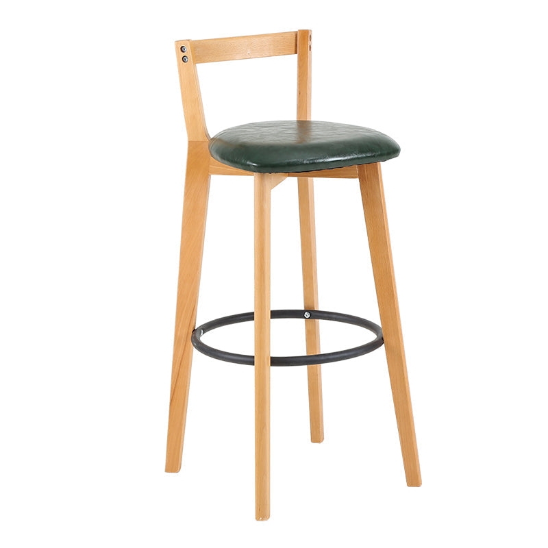 Industrial Style Bar-stool Round Seat with Low Back Wooden Legs for Kitchen Bar Blackish Green 1 Piece Clearhalo 'Bar Furniture' 'Bar Stools' 'bar_stools' 'furn' 'furn_bar_stools' 'furniture_bar_stools' 'Kitchen & Dining Furniture' 'kitchen&dining_furn' 'kitchen' 'kitchen_furn' Furniture' 4571550