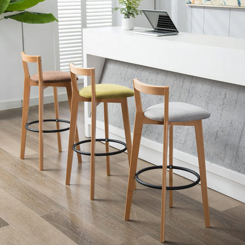 Industrial Style Bar-stool Round Seat with Low Back Wooden Legs for Kitchen Bar Clearhalo 'Bar Furniture' 'Bar Stools' 'bar_stools' 'furn' 'furn_bar_stools' 'furniture_bar_stools' 'Kitchen & Dining Furniture' 'kitchen&dining_furn' 'kitchen' 'kitchen_furn' Furniture' 4571551