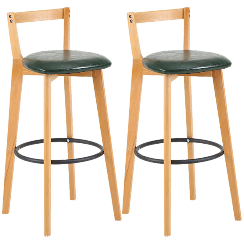 Industrial Style Bar-stool Round Seat with Low Back Wooden Legs for Kitchen Bar Blackish Green 2 Piece Set Clearhalo 'Bar Furniture' 'Bar Stools' 'bar_stools' 'furn' 'furn_bar_stools' 'furniture_bar_stools' 'Kitchen & Dining Furniture' 'kitchen&dining_furn' 'kitchen' 'kitchen_furn' Furniture' 4571553
