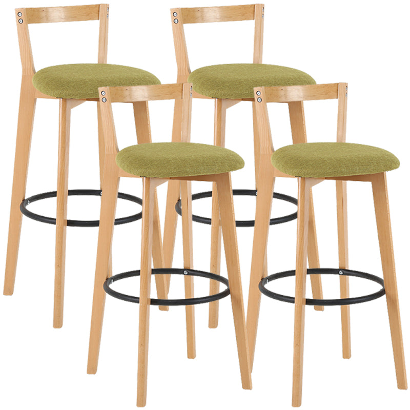 Industrial Style Bar-stool Round Seat with Low Back Wooden Legs for Kitchen Bar Green 4 Piece Set Clearhalo 'Bar Furniture' 'Bar Stools' 'bar_stools' 'furn' 'furn_bar_stools' 'furniture_bar_stools' 'Kitchen & Dining Furniture' 'kitchen&dining_furn' 'kitchen' 'kitchen_furn' Furniture' 4571555