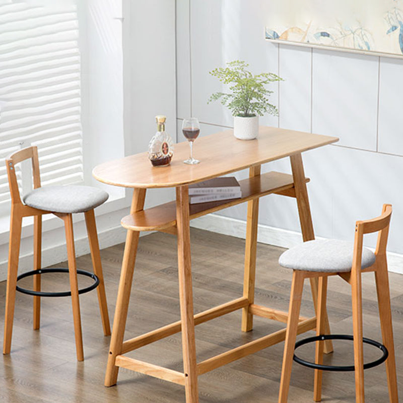 Industrial Style Bar-stool Round Seat with Low Back Wooden Legs for Kitchen Bar Clearhalo 'Bar Furniture' 'Bar Stools' 'bar_stools' 'furn' 'furn_bar_stools' 'furniture_bar_stools' 'Kitchen & Dining Furniture' 'kitchen&dining_furn' 'kitchen' 'kitchen_furn' Furniture' 4571556
